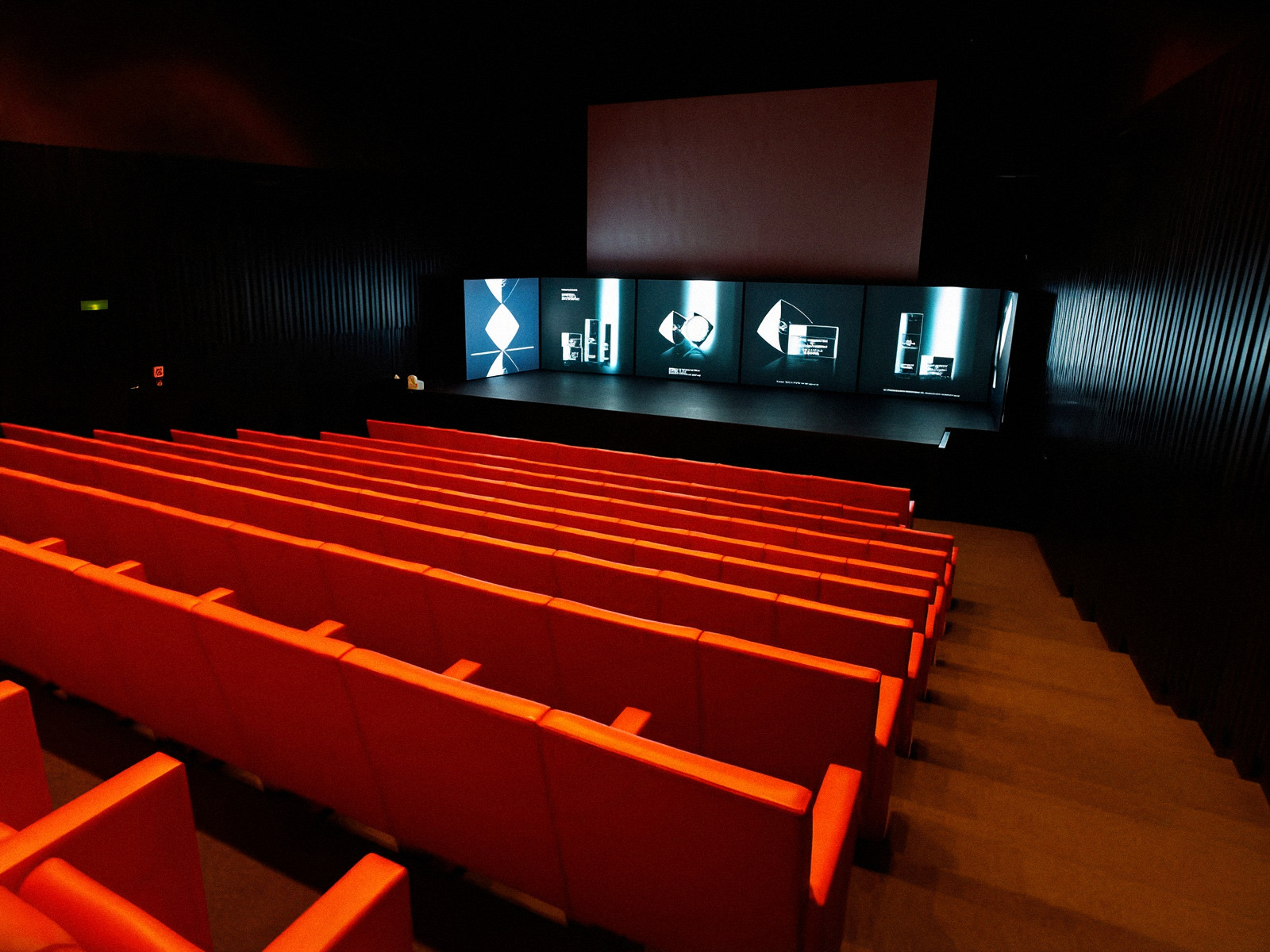 The museum auditorium, ready for the day